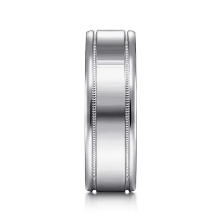 14K Gold 7mm – Milgrain Accented Men’s Wedding Band Gabriel 17