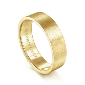 14K Gold 6mm - Flat Brushed Finish Men's Wedding Band
