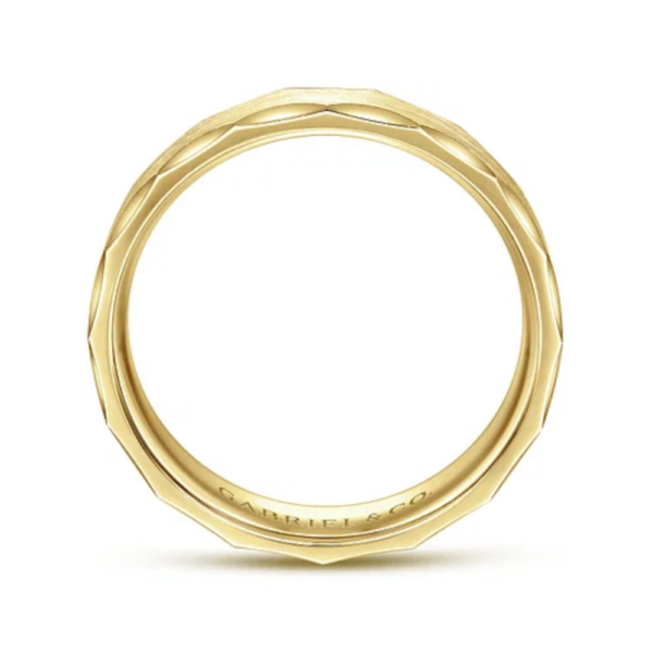 14K Gold 6mm - Satin Grooved Edge Men's Wedding Band - Image 3