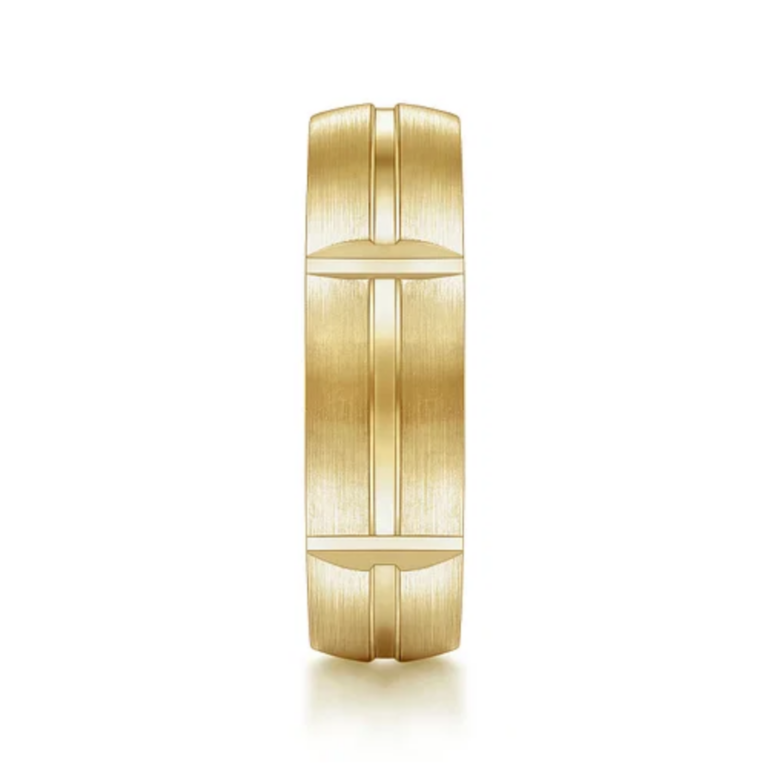 14K Gold 6mm – Satin Carved Station Men’s Wedding Band Gabriel 20