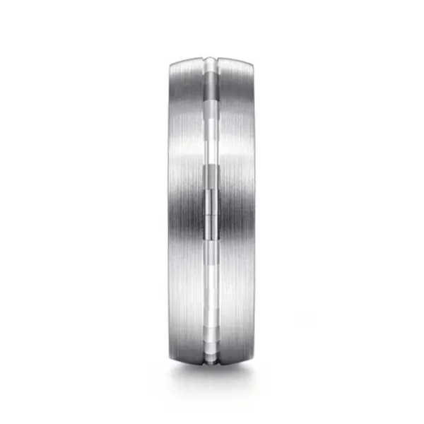 14K Gold 6mm - Satin Finish Center Groove Men's Wedding Band - Image 12