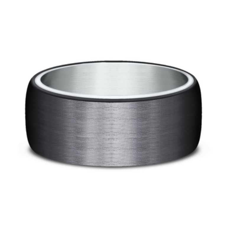 14K Gold and Black Titanium 8mm – Satin Men’s Wedding Band Benchmark 17