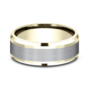 14K Gold and Tantalum 7mm – Satin Beveled Men’s Wedding Band Benchmark 45