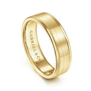 14K Gold 6mm – Satin Finish Polished Edges Men’s Wedding Band Gabriel 19