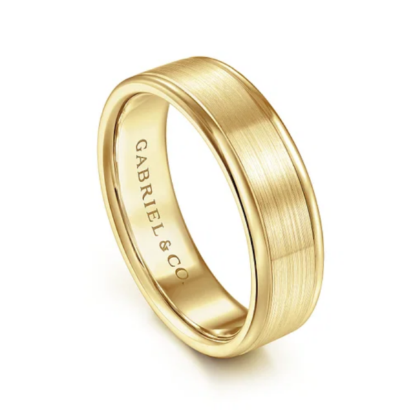 14K Gold 6mm - Satin Finish Polished Edges Men's Wedding Band - Image 6