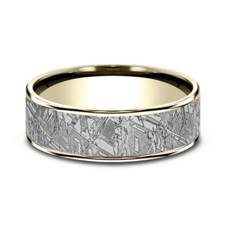 14K Gold and Tantalum 7.5mm – Meteorite Men’s Wedding Band Ammara Stone 13