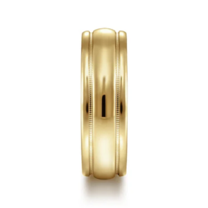 14K Gold 7mm – High Polish Milgrain Channel Men’s Wedding Band Gabriel 24