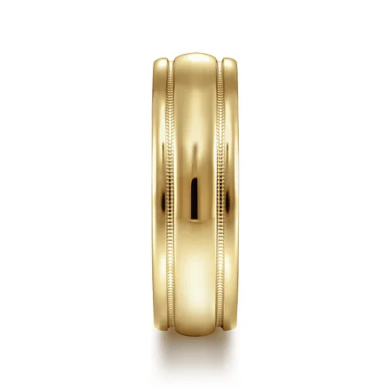 14K Gold 7mm – High Polish Milgrain Channel Men’s Wedding Band Gabriel 24