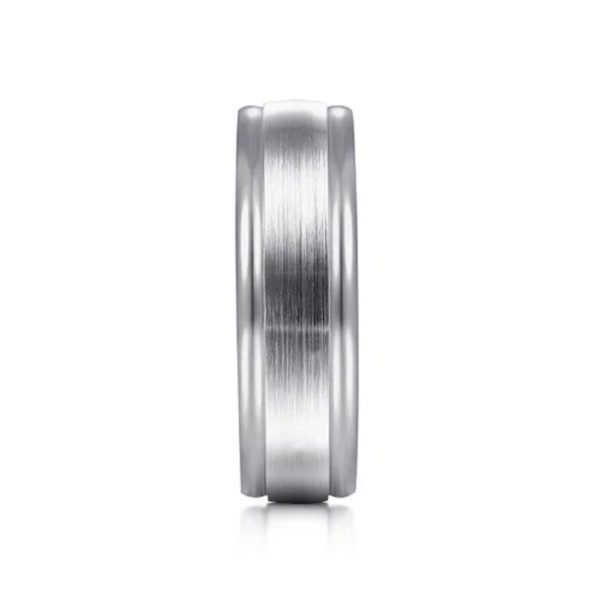 14K Two-Tone Gold 7mm - Satin Finish Men's Wedding Band - Image 8