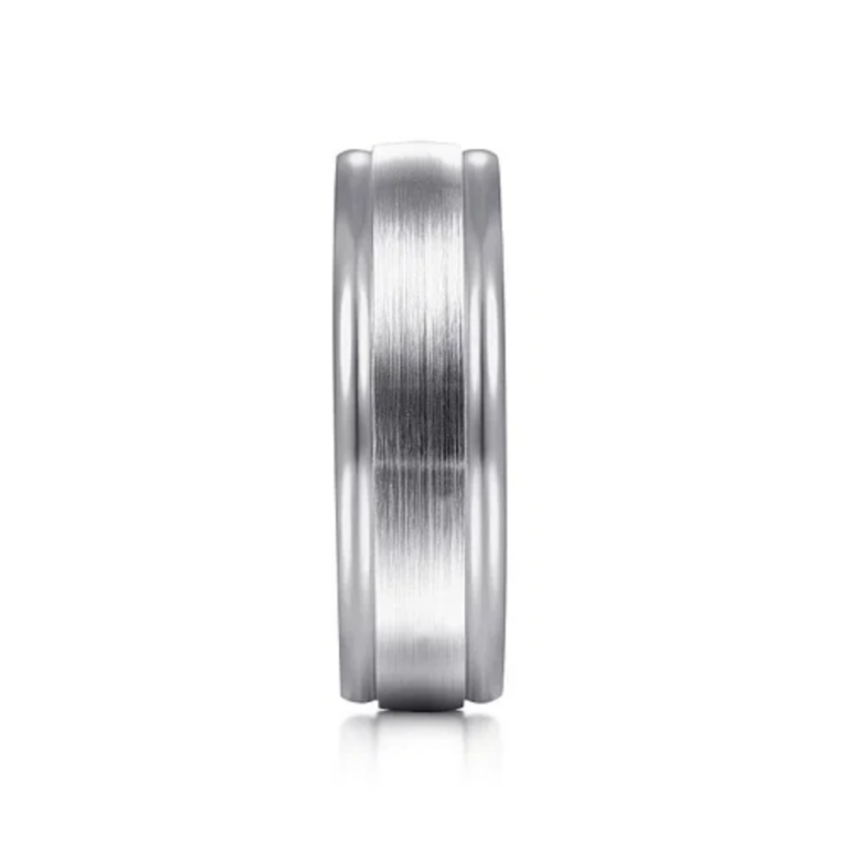 14K Two-Tone Gold 7mm – Satin Finish Men’s Wedding Band Gabriel 21