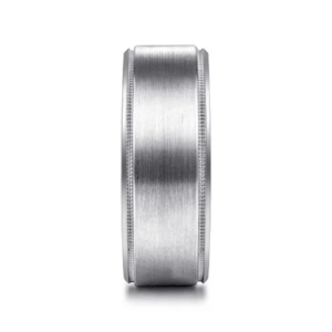 14K Two-Tone Gold 8mm – Satin Finish Milgrain Beveled Men’s Wedding Band Gabriel 25