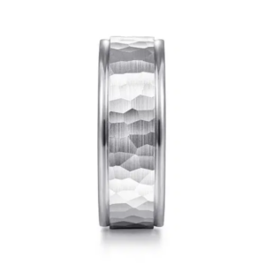 14K Two-Tone Gold 8mm – Hammered Finish Men’s Wedding Band Gabriel 51