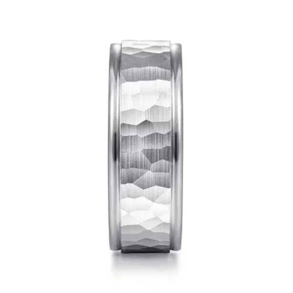 14K Two-Tone Gold 8mm - Hammered Finish Men's Wedding Band - Image 12