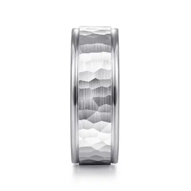 14K Two-Tone Gold 8mm – Hammered Finish Men’s Wedding Band Gabriel 25