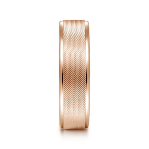 14K Gold 6mm – Diagonal Brushed Finish Men’s Wedding Band Gabriel 25