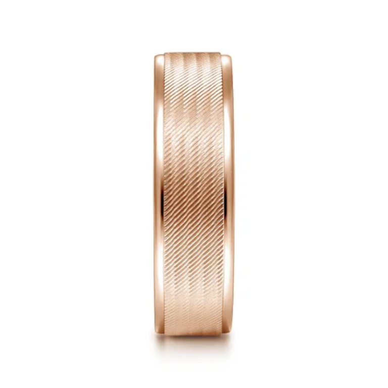 14K Gold 6mm – Diagonal Brushed Finish Men’s Wedding Band Gabriel 25