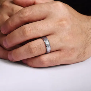 14K Two-Tone Gold 6mm – Vertical Etching Men’s Wedding Band Gabriel 26