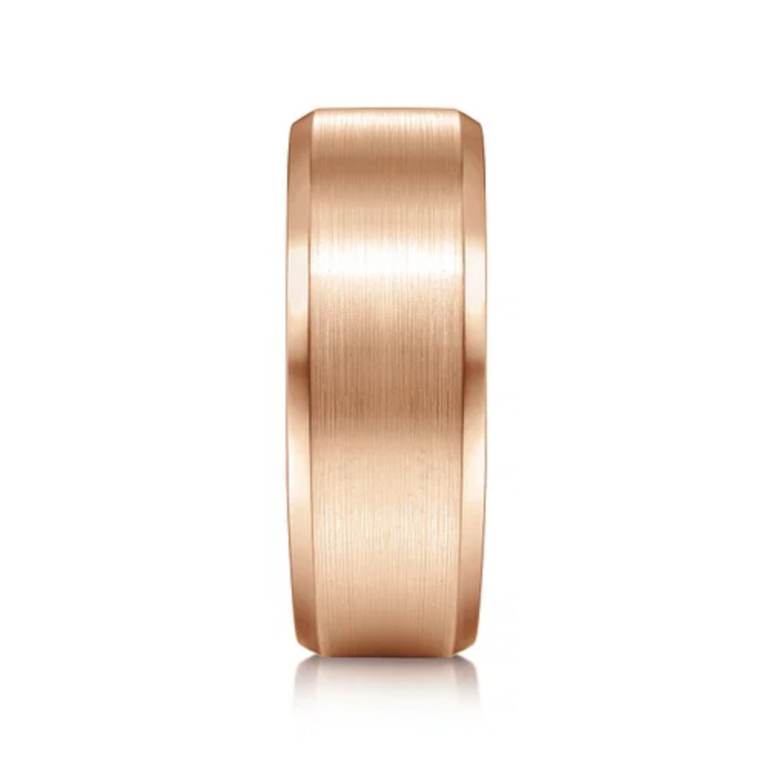 14K Gold 8mm – Satin Finish Beveled Edge Men’s Wedding Band Gabriel 21