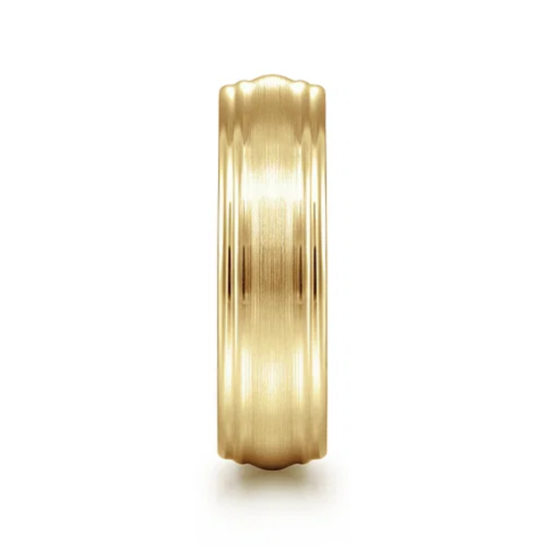 14K Gold 6mm – Satin Finish Grooved Men’s Wedding Band Gabriel 25