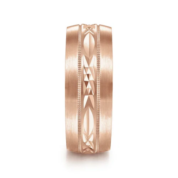 14K Gold 8mm - Diamond Cut Center Men's Wedding Band - Image 12