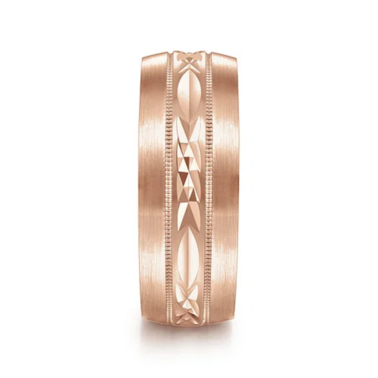 14K Gold 8mm – Diamond Cut Center Men’s Wedding Band Gabriel 25