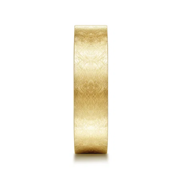 14K Gold 6mm - Flat Brushed Finish Men's Wedding Band - Image 4