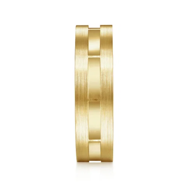 14K Gold 6mm - Brushed & Satin Interwoven Men's Wedding Band - Image 4