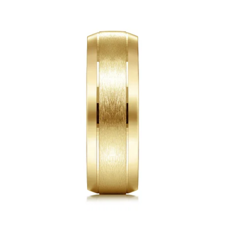 14K Gold 7mm – Horizontal Brush Grooved Men’s Wedding Band Gabriel 21