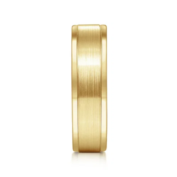14K Gold 6mm - Satin Finish Polished Edges Men's Wedding Band - Image 8