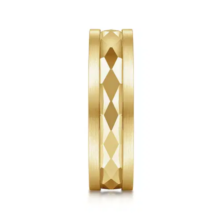 14K Gold 6mm – Satin Diamond Cut Men’s Wedding Band Gabriel 17