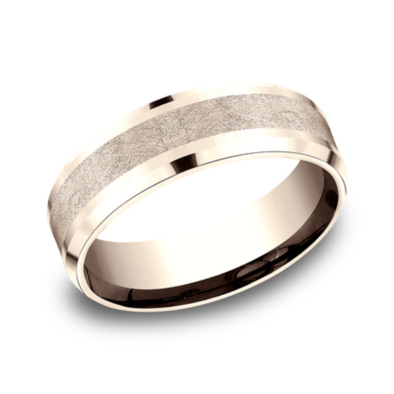 14K Gold 8mm – Swirl Center Men’s Wedding Band Benchmark 23