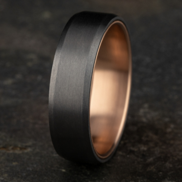 14K Gold and Tantalum 6.5mm - Sleeved Men's Wedding Band - Image 11