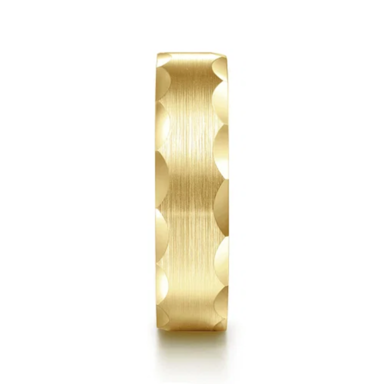 14K Gold 6mm – Satin Grooved Edge Men’s Wedding Band Gabriel 17