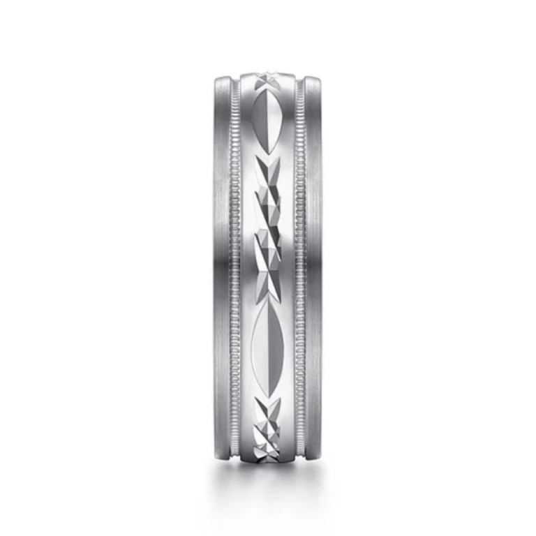 14K Two-Tone Gold 6mm – Diamond Cut Center Men’s Wedding Band Gabriel 57