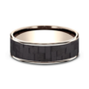 14K Gold and Carbon Fiber 6.5mm – Twilled Men’s Wedding Band Benchmark 34
