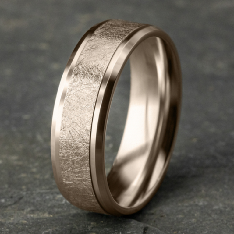 14K Gold 8mm – Swirl Center Men’s Wedding Band Benchmark 24