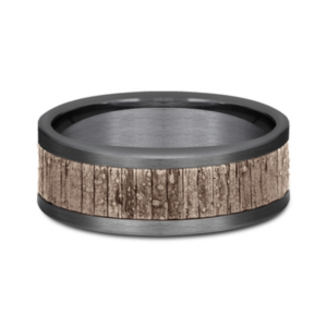 14K Gold and Tantalum 8mm – Wood Split Men’s Wedding Band Ammara Stone 45