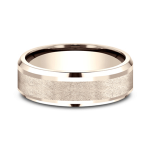 14K Gold 8mm – Swirl Center Men’s Wedding Band Benchmark 22