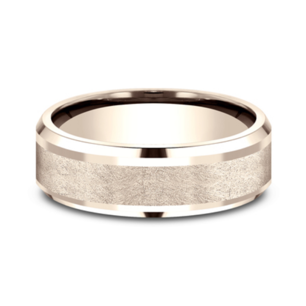 14K Gold 8mm – Swirl Center Men’s Wedding Band Benchmark 34