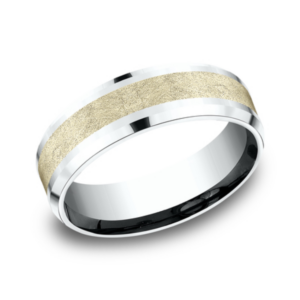 14K Gold 8mm - Swirl Center Men's Wedding Band