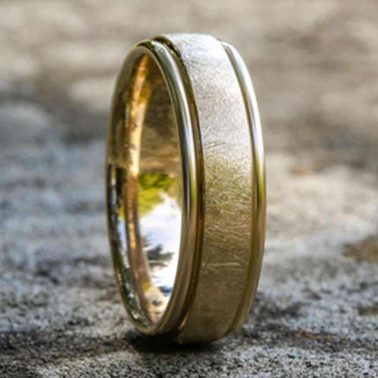 14K Gold 6.5mm – Swirl Finish Men’s Wedding Band Benchmark 12