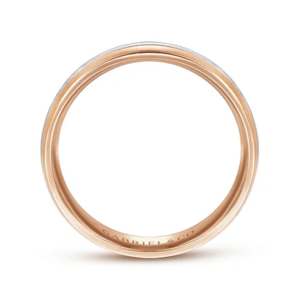 14K Two-Tone Gold 6mm - Satin Finish Men's Wedding Band - Image 7