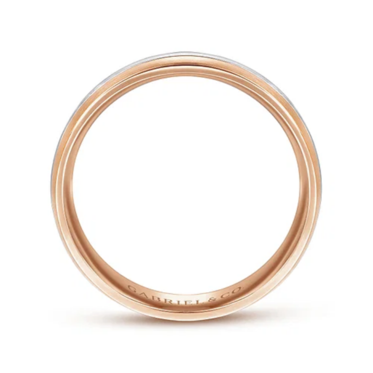 14K Two-Tone Gold 6mm – Satin Finish Men’s Wedding Band Gabriel 20
