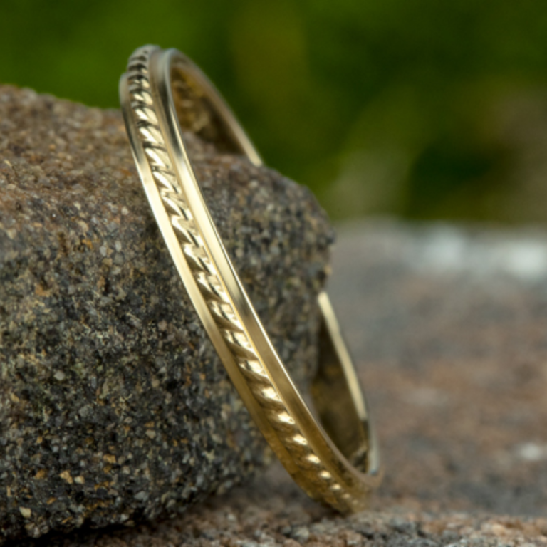 14K Gold 2mm – Rope Detailed Eternity Stackable Band Stackable 30