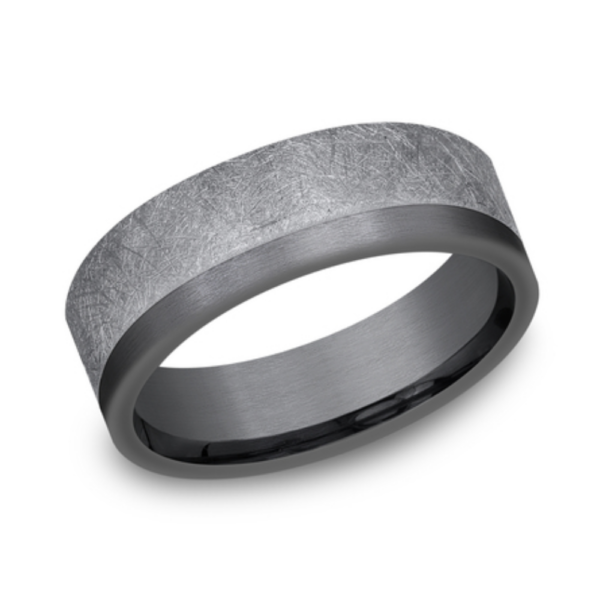 Tantalum 7mm - Swirl Off-Center Men's Wedding Band - Image 2