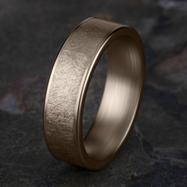 14K Gold 6.5mm - Swirl Finish Men's Wedding Band 2 - Image 6
