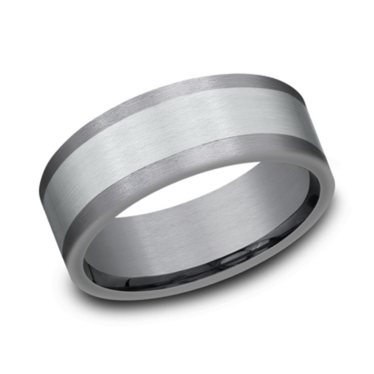 14K Gold and Tantalum 8mm – Satin Men’s Wedding Band Ammara Stone 17