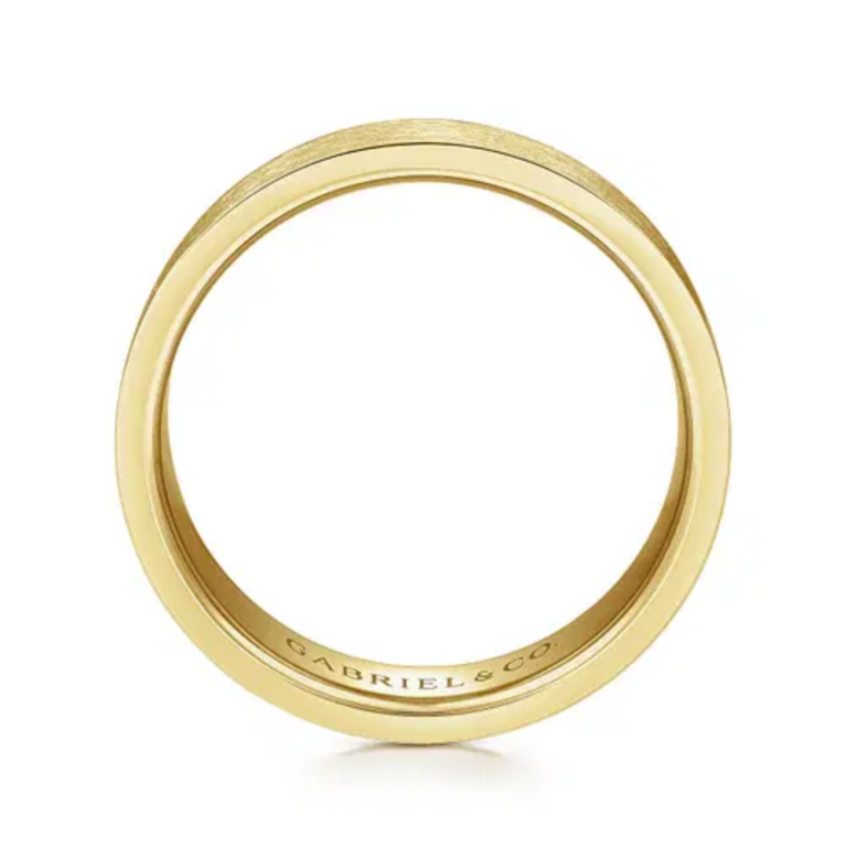 14K Gold 6mm – Crosshatch Brushed Finish Men’s Wedding Band Gabriel 50