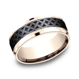 14K Gold and Black Titanium 8mm - Celtic Men's Wedding Band