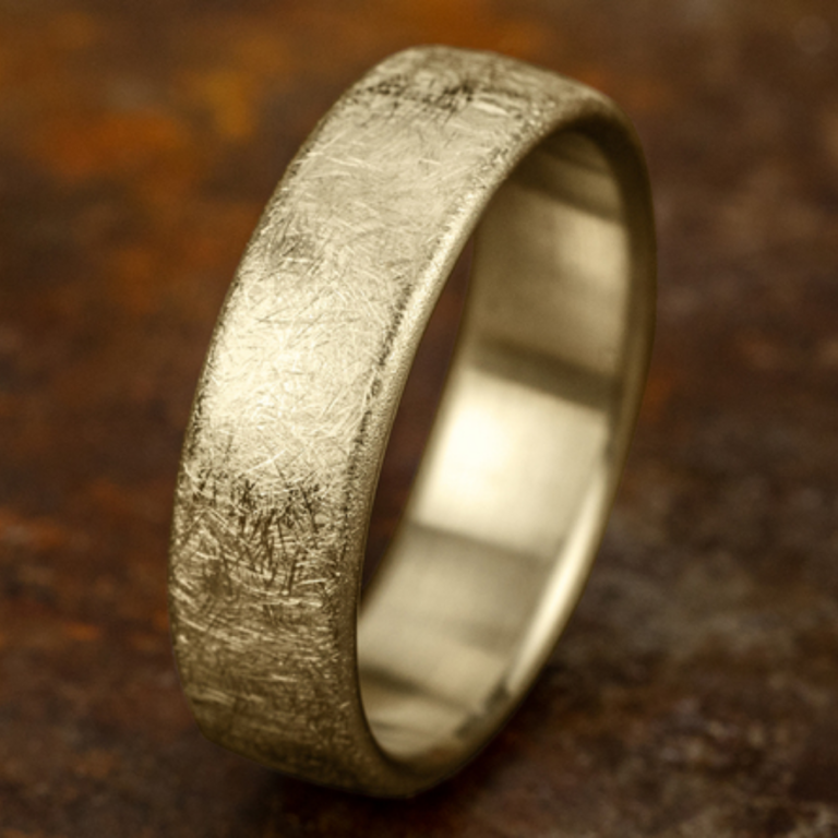 14K Gold 6.5mm – Swirl Finish Men’s Wedding Band Benchmark 12
